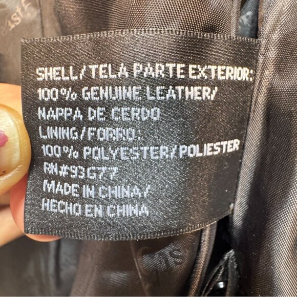 East 5th Womens Genuine Leather Moto Blazer Jacket Large Black Grunge Casual - Picture 4 of 12